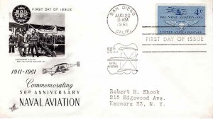 USA 1961 FDC Sc 1185 Naval Aviation Artcraft Cachet First Day Cover