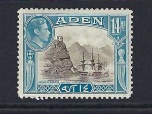 Aden Sc #23A: King George VI pictorials,  14a 1945 MLH. CV $3.75