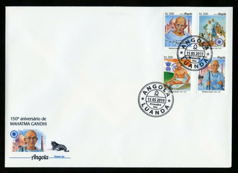 ANGOLA 2019 150th ANNIVERSARY OF MAHATMA GANDHI SET FIRST DAY COVER