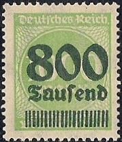 Germany #268  800th M Numerial, Light Green, Mint OG NH F-VF