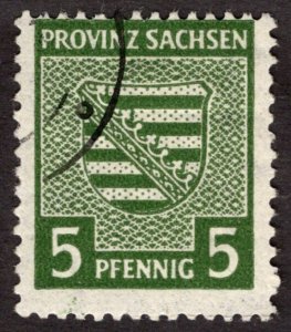 1945, Germany, Saxony 5pf, Used CTO, Sc 13N3