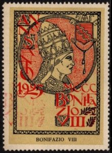 1925 Italy Poster Stamp Holy Year Ordinary Jubilee Commem Pope Boniface VIII