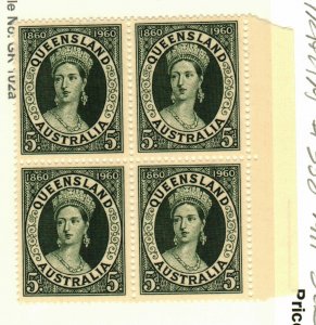 Australia #338 MH Block (4 stamps) Anniversary of Queensland