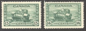 Canada Scott 258-59 Unused LHOG - 1942-43 Ram Tanks - SCV $12.25