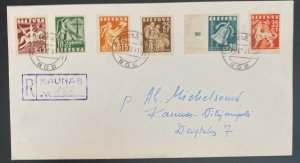 1942 Kaunas Lithuania Soviet Socialist Republic  cover Locally Used Sc#317-322