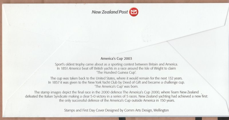 New Zealand 2003 America's Cup 2003 FDC