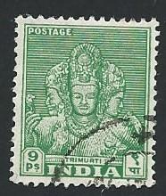 India Scott #209 9Ps Trimurti used (1941)