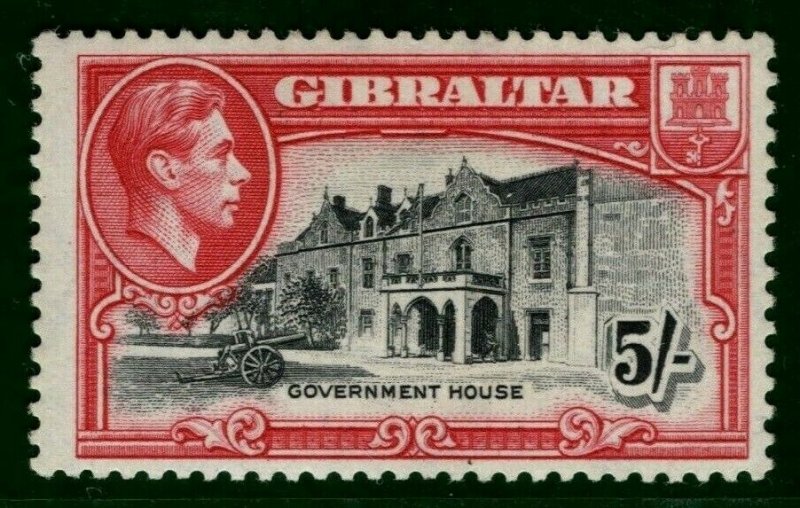 GIBRALTAR KGVI Stamp SG.129b 5s High Value (1944) Mint VLMM Cat £42+ YBLUE92