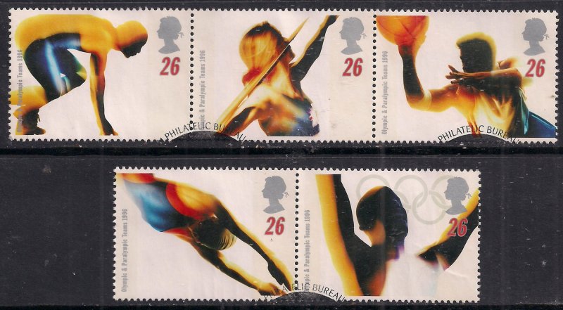 GB 1996 QE2 Set Olympics & Paralympics used Ex FDC  ( 1424 )