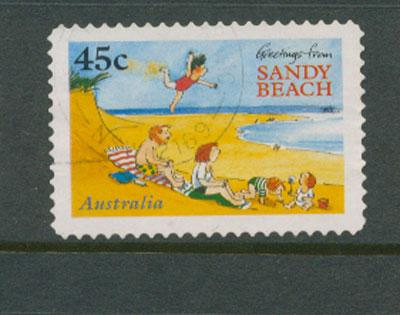 Australia SG 1635 Used   Self Adhesive  Greetings from Sandy Beach