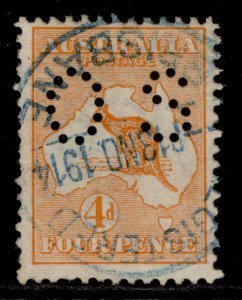 AUSTRALIA GV SG O21a, 4d orange-yellow, FINE USED. Cat £325.