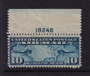 1926 Sc C7 AIRMAIL 10c blue MNH plate number single Hebert CV $14 (B4