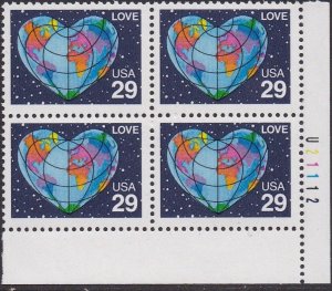 2535 Love Plate Block MNH