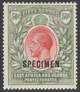 SG 75 East Africa & Uganda 1921. 50r carmine & green, overprinted specimen...