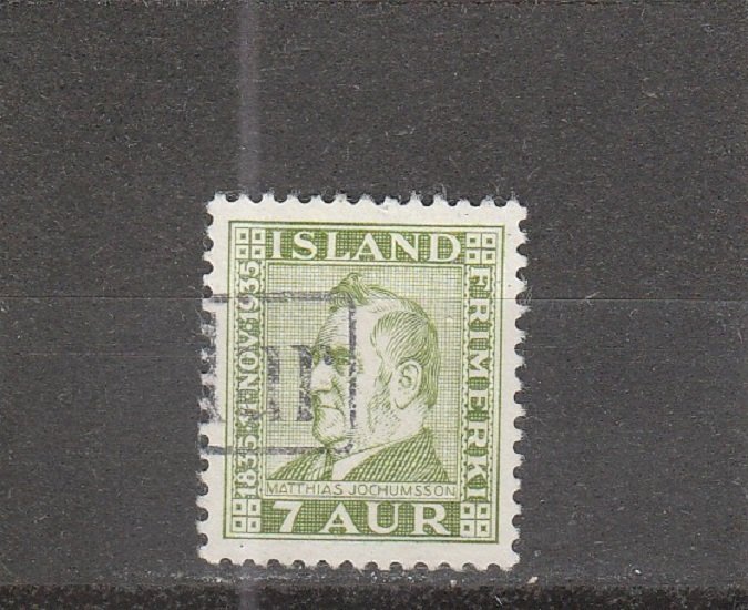 Iceland  Scott#  197  Used  (1935 Matthias Jochumsson) w/ Revenue Cancel