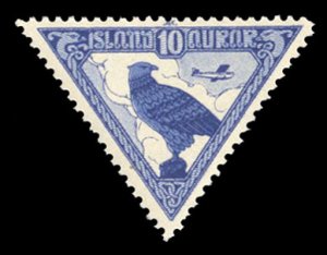 Iceland #C3 Cat$50, 1930 10a Gyrfalcon, never hinged