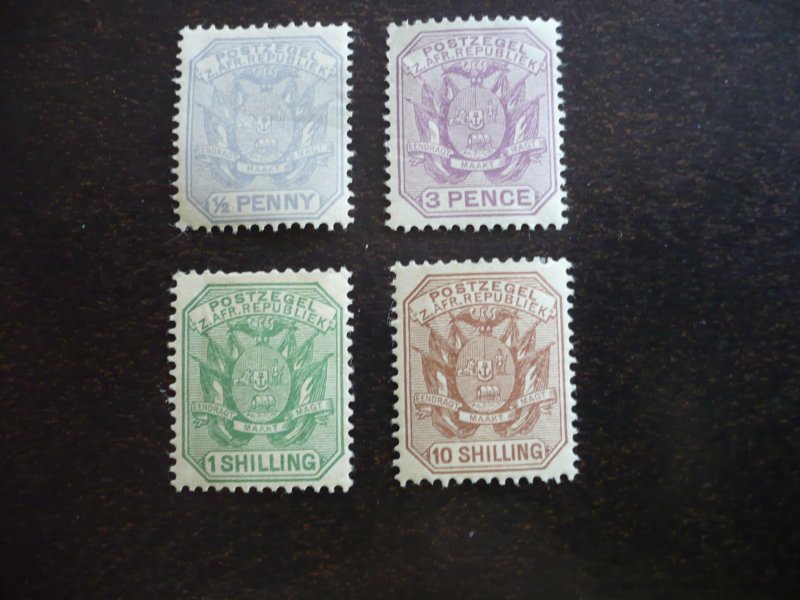 Stamps - Transvaal - Scott#153,156,159,161 - Mint Hinged Partial Set of 4 Stamps