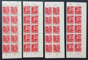 German Third Reich 1945 Mi 909-910 PERF & IMPERF SA SS Margin Blocks of 10 MNH