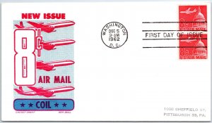 US FIRST DAY COVER 8c PAIR AIRMAIL NEW POSTAL RATE KEN BOLL CACHET CRAFT 1962