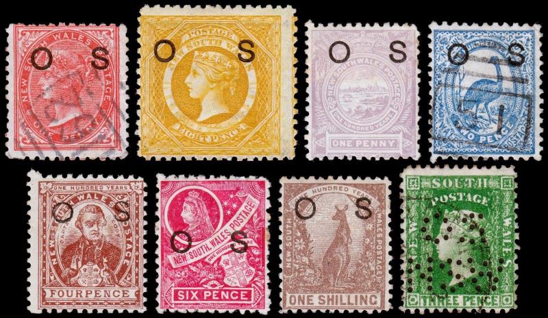 New South Wales Scott O1, 09, O24-O27, O29 (1879-88) M/U H F-VF, CV $158.90 M