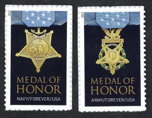 United States #4822-23 Forever (46¢) Medals of Honor (2013). Two singles. MNH