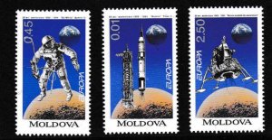 Moldova 1994 Europa Issue  SPACE Topical Scott 115-117 Moon Landing VF/NH/(**)