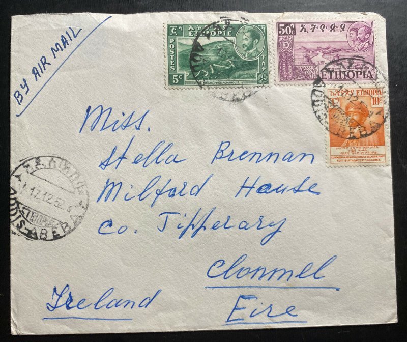 1952 Addis Ababa Ethiopia Airmail Cover To Milford House Clonmel Ireland