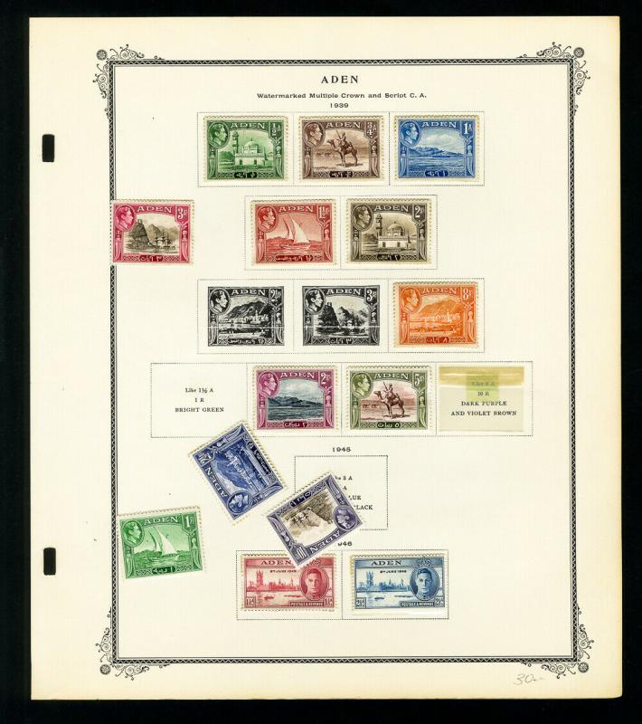 Aden 1937 to 1950s Vintage Stamp Collection