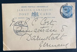 1905 Kingston Jamaica PS Postcard Cover To Darmstadt Germany