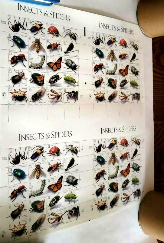 Scott #3351 Insects and Spiders UNCUT Sheet of Stamps (80 stamps) MNH
