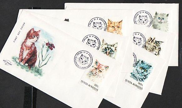 Romania, Scott cat. 3822-3827. Domesticated Cats on 6 First Day Covers. ^