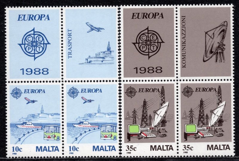 EUROPA CEPT 1988 - Malta - Transportation and Communications - MNH Set + Labels 