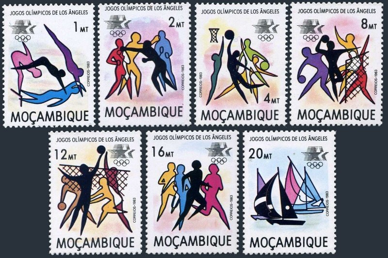 Mozambique 857-863,MNH.Mi 928-934. Olympics Los Angeles-1984.Diving,Boxing,Sail.