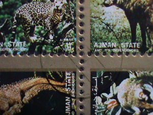 AJMAN STATE-COLORFUL LOVELY WORLD WILD ANIMALS CTO MINI SHEET VERY FINE