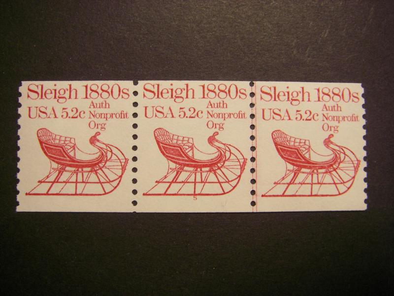 Scott 1900, 5.2c Sleigh, PNC3 #1, 2, 3, 5, COMPLETE, MNH Transportation Beauties