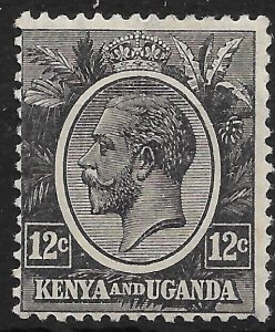 KENYA, UGANDA & TANGANYIKA SG81 1922 12c JET-BLACK MTD MINT 
