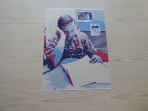 New Neil Armstrong Pop Art Photograph  8 x 11  with Yemen and Poland Stamps