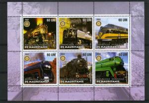 Mauritania 2002 TRAINS Rotary Emblem Sheet (6) Perforated Mint (NH)