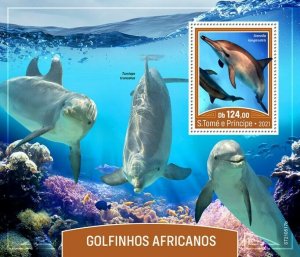 Sao Tome & Principe 2021 MNH African Dolphins Stamps Marine Animals 1v S/S