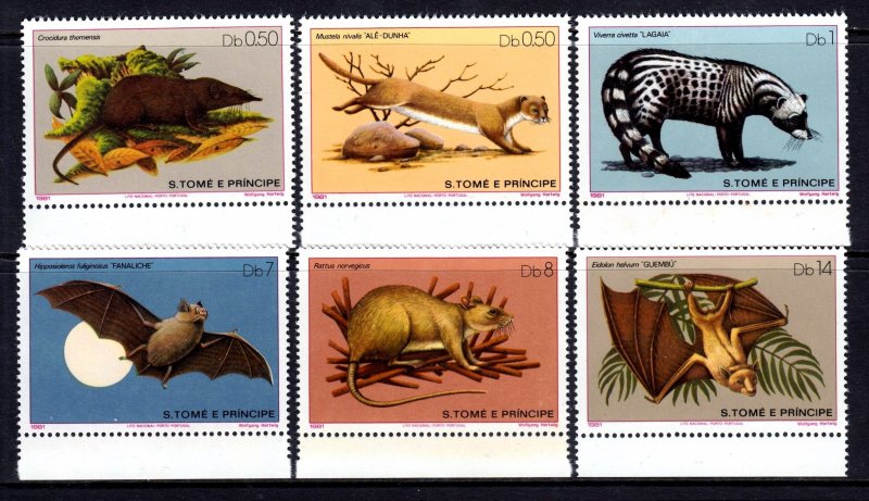 St. Thomas & Prince Islands 1981 Mammals Complete Mint MNH Set SC 598-603