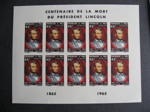 MALI Sc 72-3 Lincoln MNH imperf sheets of 10 ex Bileski PLZ read description!