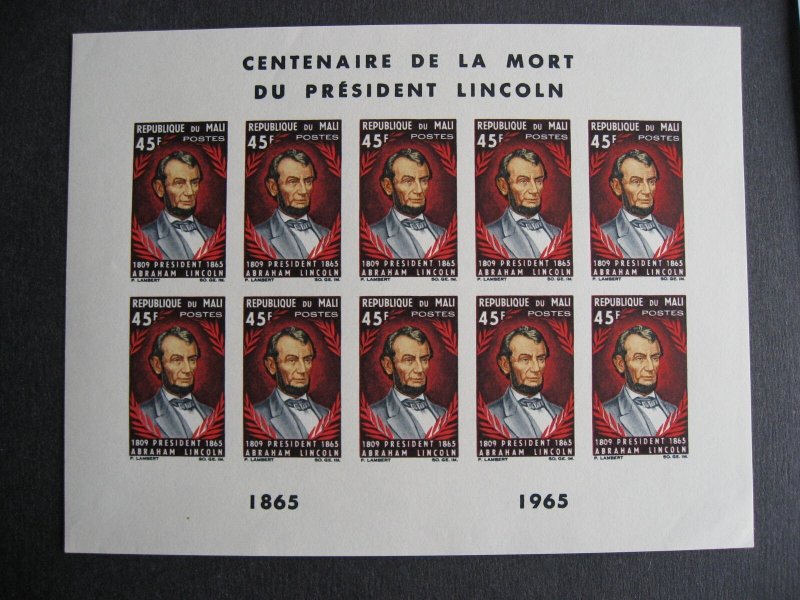 MALI Sc 72-3 Lincoln MNH imperf sheets of 10 ex Bileski PLZ read description!