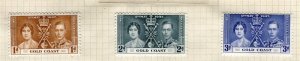 GOLD COAST; 1937 early GVI Coronation issue fine Mint hinged SET