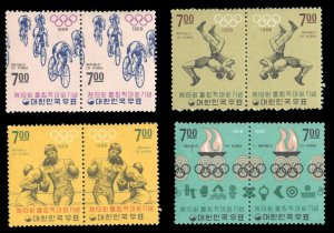 Korea #617b/622b Cat$140, 1968 Olympics, set of four se-tenant pairs, lightly...