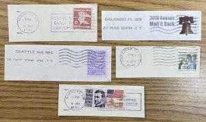 US #1297,1893,1939,1947,3998,4126d Used LOT on Paper - Misc Stamp Cutouts [R713]