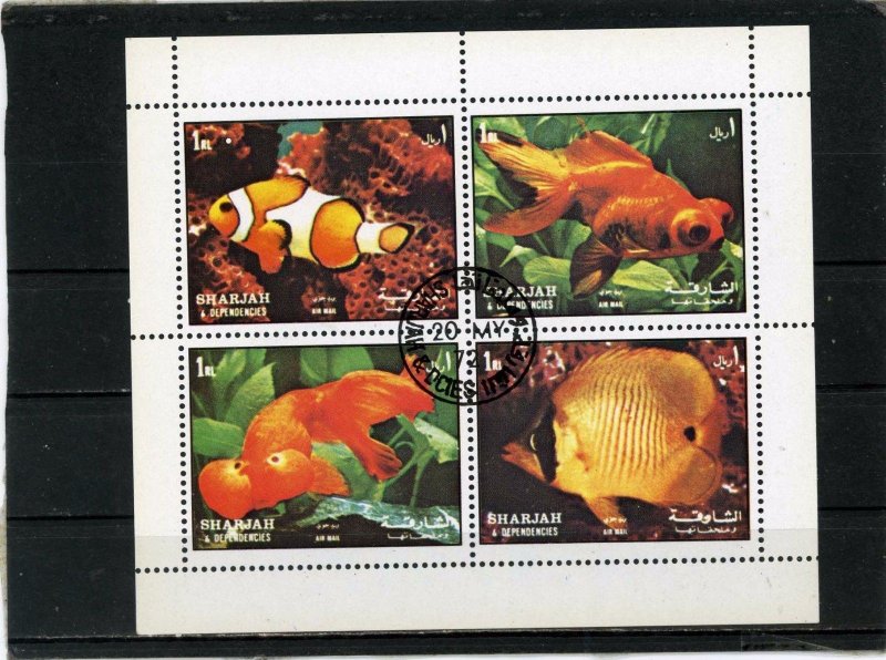 SHARJAH 1972 FISH SHEET OF 4 STAMPS CTO