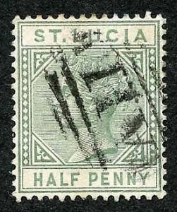 St Lucia SG1 1/2d Dull Green Wmk Crown CA Fine used Cat 12 pounds