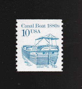 Single 10c Canal Boat Overall tag Shiny Gum Coated US 2257a F-VF , MNH