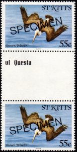 Saint Kitts - Scott #62 Mint Gutter Pair (Brown Pelican)