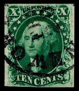 US.#15 .10c REGULAR ISSUE OF 1855 - BIG STAMP - XF  $310.00 (ESP#7036)